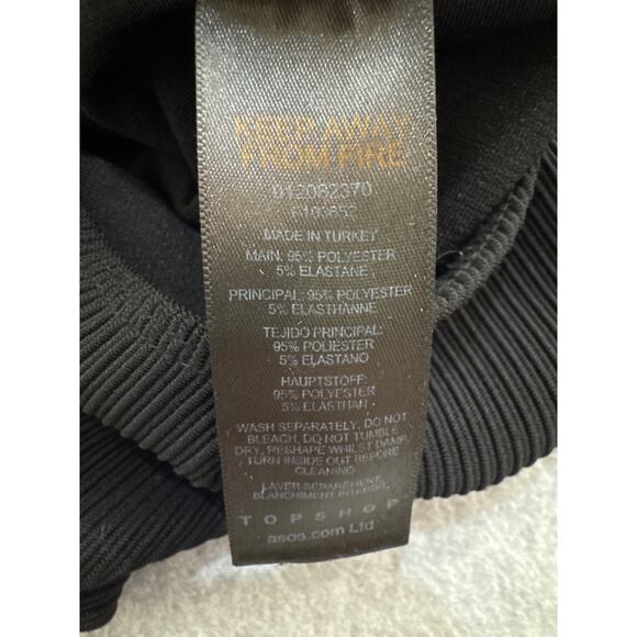 Topshop Thick Ribbed Mock Neck Black Bodysuit Size S  Minimalist Chic Essential - Picture 5 of 9